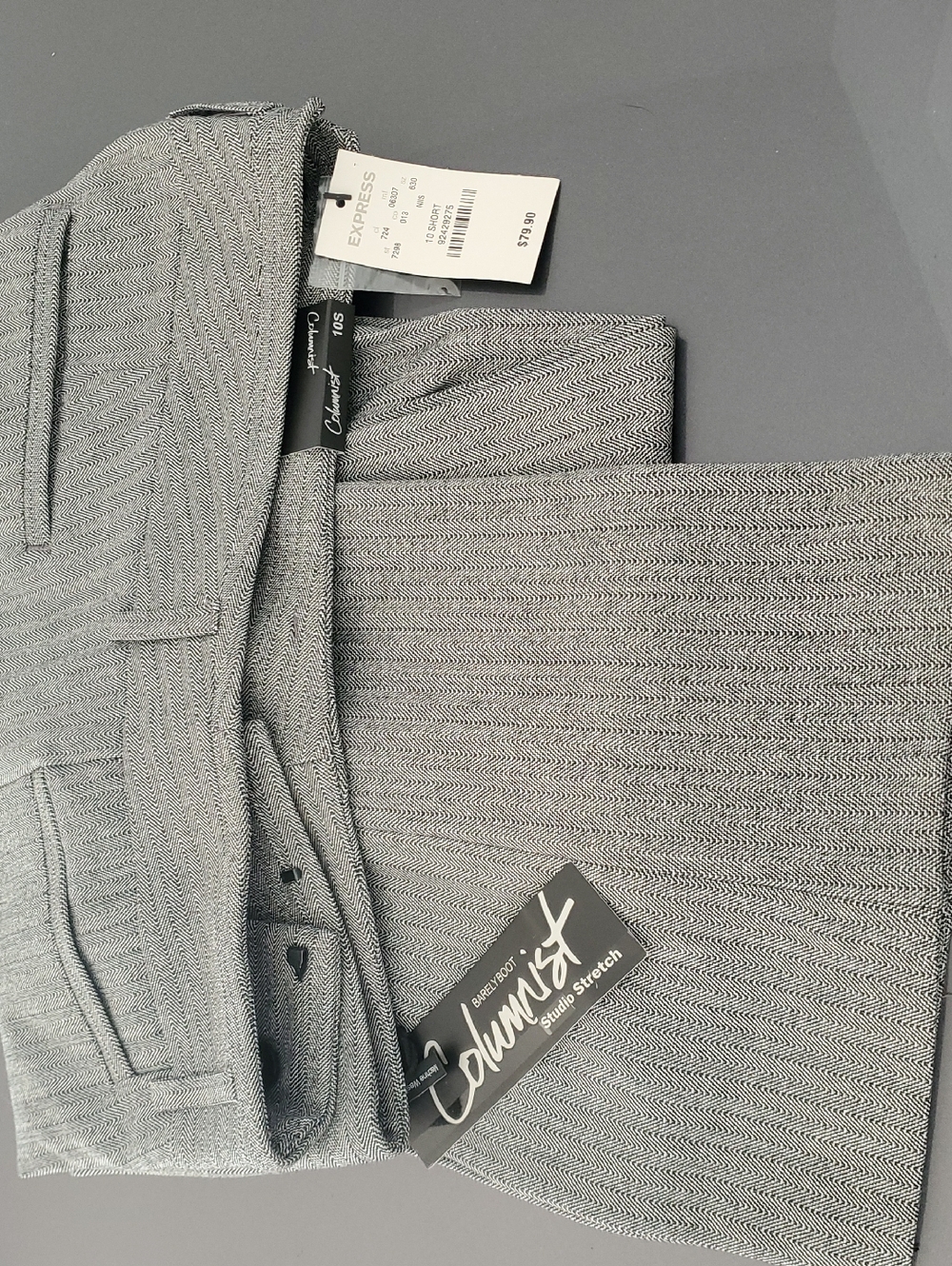 Express Gray Herringbone Columnist Dress Pants Machine Washable